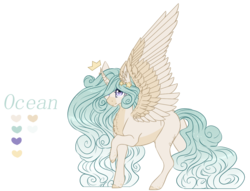 Size: 1082x826 | Tagged: safe, artist:luuny-luna, oc, oc only, oc:ocean, alicorn, pony, female, mare, reference sheet, simple background, solo, transparent background