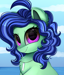 Size: 1722x2003 | Tagged: safe, artist:pridark, oc, oc only, oc:lilidrop, earth pony, pony, bust, chest fluff, commission, cute, female, looking at you, portrait, smiling, solo