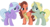Size: 3561x1920 | Tagged: safe, artist:alexbroanimator, dear darling, feather bangs, fond feather, swoon song, earth pony, pegasus, pony, unicorn, g4, admiration, bimbettes, blushing, feather bangs gets all the mares, featherbimbettes, female, giantess, looking at you, macro, male, mare, open mouth, show accurate, simple background, size difference, smiling, stallion, transparent background