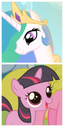 Size: 760x1500 | Tagged: safe, edit, edited screencap, screencap, princess celestia, twilight sparkle, pony, g4, season 1, the cutie mark chronicles, canterlot, close-up, cropped, cute, dawn, female, filly, filly twilight sparkle, happy, memory, open mouth, smiling, solo focus, summer sun celebration, sunrise, sweet dreams fuel, twiabetes, wide eyes, younger