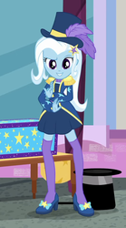 Size: 549x986 | Tagged: safe, screencap, trixie, equestria girls, equestria girls series, g4, street magic with trixie, spoiler:eqg series (season 2), cropped, cute, diatrixes, hat, looking at you, smiling, top hat