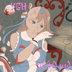 Size: 2000x2000 | Tagged: safe, artist:mdwines, oc, oc only, human, ladybug, anthro, alice in wonderland, auction, book, commission, commission info, cute, flower, high res, humanized, rose, solo, victorian, ych example, your character here