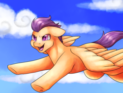 Size: 1600x1200 | Tagged: safe, artist:erroremma, scootaloo, pegasus, pony, g4, female, flying, mare, scootaloo can fly, soft shading, solo