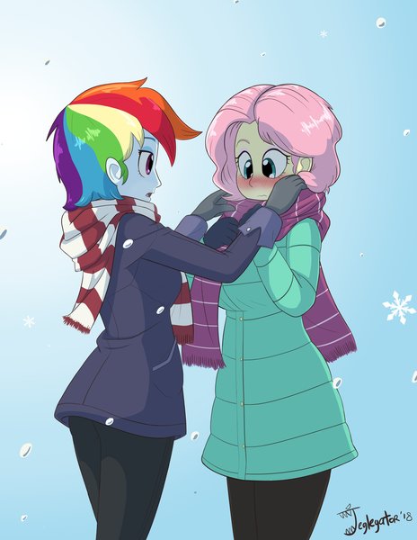 Safe Artist Jeglegator Fluttershy Rainbow Dash Human