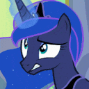 Size: 128x128 | Tagged: safe, edit, edited screencap, screencap, princess luna, pony, celestial advice, g4, animated, cropped, female, frustrated, funny face, gif, magic, silly, solo, stressed
