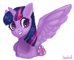 Size: 806x650 | Tagged: safe, artist:pearl-ized, twilight sparkle, alicorn, pony, g4, cute, female, mare, simple background, solo, starry eyes, stars, twiabetes, twilight sparkle (alicorn), white background, wingding eyes
