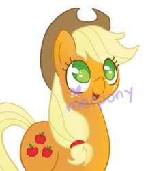 Size: 750x785 | Tagged: safe, artist:softyshy, applejack, earth pony, pony, g4, cute, female, jackabetes, no pupils, obtrusive watermark, simple background, solo, watermark, white background