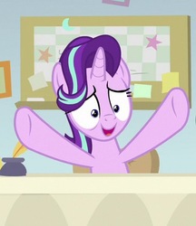 Size: 371x430 | Tagged: safe, screencap, starlight glimmer, pony, g4, marks for effort, cropped, female, mare, raised hoof, solo
