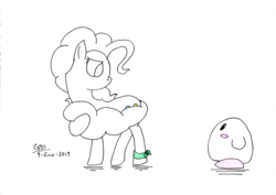 Size: 3500x2477 | Tagged: safe, artist:gafelpoez, pinkie pie, earth pony, pony, puffball, g4, biting, crossover, high res, kirby, kirby (series), kirby pie, nintendo, reference, the beatles