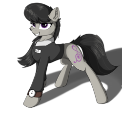 Size: 3500x3414 | Tagged: artist needed, safe, octavia melody, earth pony, pony, g4, clothes, cutie mark, d.w.h.cn, female, high res, save, solo, standing, suit, watch, wristwatch