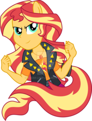 Size: 800x1046 | Tagged: safe, artist:sugar-loop, sunset shimmer, equestria girls, equestria girls series, g4, clothes, deviantart watermark, female, geode of empathy, magical geodes, obtrusive watermark, ponied up, simple background, smiling, solo, transparent background, watermark