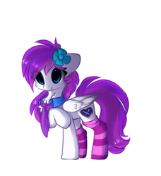 Size: 860x941 | Tagged: dead source, safe, artist:php146, oc, oc only, oc:lavanda, pegasus, pony, clothes, eye clipping through hair, female, mare, simple background, socks, solo, striped socks, white background
