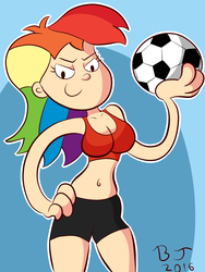 Size: 4500x6000 | Tagged: safe, artist:ben-the-looney, rainbow dash, human, g4, absurd resolution, clothes, football, humanized, shorts, sports, tank top