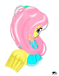 Size: 1400x1800 | Tagged: safe, artist:radiancebreaker, fluttershy, pony, g4, bust, clothes, female, portrait, scarf, simple background, solo, white background