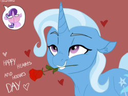 Size: 1280x960 | Tagged: safe, artist:poowndraww, starlight glimmer, trixie, pony, unicorn, g4, blushing, female, flower, heart, hearts and hooves day, holiday, lesbian, rose, ship:startrix, shipping, valentine's day