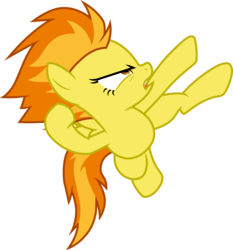 Size: 3000x3224 | Tagged: safe, artist:cloudy glow, spitfire, pegasus, pony, g4, the washouts (episode), .ai available, female, flying, high res, kick, mare, open mouth, show accurate, simple background, solo, transparent background, vector