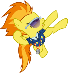 Size: 3000x3224 | Tagged: safe, artist:cloudy glow, spitfire, pegasus, pony, g4, the washouts (episode), .ai available, clothes, female, glasses, high res, mare, open mouth, show accurate, simple background, solo, spitfire's tie, transparent background, uniform, vector, whistle, wonderbolts dress uniform