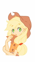 Size: 965x1712 | Tagged: dead source, safe, artist:魔法绚烂美少年, applejack, human, g4, female, humanized, looking at you, solo