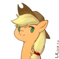 Size: 1000x1000 | Tagged: dead source, safe, artist:云观雾里, applejack, earth pony, pony, g4, apple, female, food, mare, simple background, solo, white background