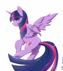 Size: 1200x1356 | Tagged: dead source, safe, artist:云观雾里, twilight sparkle, alicorn, pony, g4, cute, female, looking at you, mare, profile, simple background, solo, twiabetes, twilight sparkle (alicorn), white background
