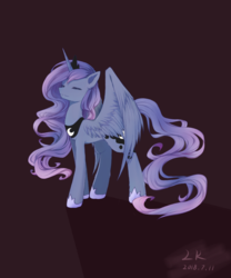 Size: 1000x1200 | Tagged: dead source, safe, artist:云观雾里, princess luna, alicorn, pony, g4, crown, eyes closed, female, hoof shoes, jewelry, mare, regalia, solo