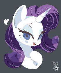 Size: 834x991 | Tagged: safe, artist:tohupo, rarity, pony, unicorn, g4, cute, female, gray background, heart, mare, open mouth, raribetes, simple background, solo