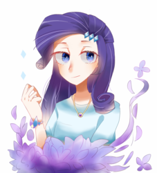 Size: 1000x1100 | Tagged: dead source, safe, artist:旗桦, rarity, human, g4, female, humanized, jewelry, necklace, solo