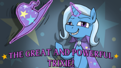 Size: 1920x1080 | Tagged: safe, artist:cobaltlegion, trixie, pony, unicorn, g4, clothes, female, grin, hat, smiling, smug, solo, trixie's hat