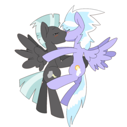 Size: 1000x1001 | Tagged: safe, artist:koportable, edit, cloudchaser, thunderlane, pegasus, pony, g4, duo, female, kiss on the lips, kissing, male, mare, ship:thunderchaser, shipping, simple background, stallion, straight, transparent background, wrong cutie mark
