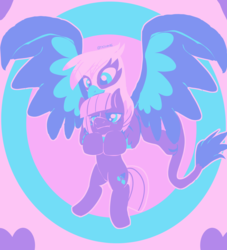 Size: 2980x3284 | Tagged: safe, artist:tkitten16, gilda, limestone pie, griffon, pony, g4, blushing, flying, grumpy, high res, holding a pony, limited palette, ship:gildastone, shipping, signature, smiling, wings