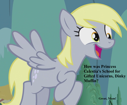 Size: 1296x1080 | Tagged: safe, edit, edited screencap, editor:korora, screencap, derpy hooves, pony, g4, slice of life (episode), cropped, cute, derpabetes, dialogue, equestria's best mother, flipped, implied dinky, offscreen character