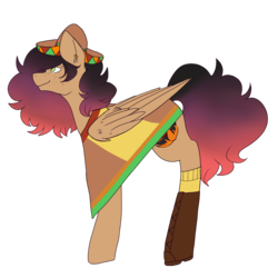 Size: 1369x1369 | Tagged: safe, alternate version, artist:snows-undercover, oc, oc only, oc:pancita, pegasus, pony, boots, clothes, ear piercing, earring, female, freckles, hat, jewelry, mare, mexican, multicolored hair, piercing, poncho, shoes, simple background, socks, solo, sombrero, transparent background