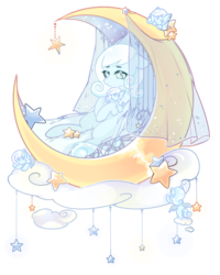 Size: 1200x1500 | Tagged: dead source, safe, artist:无名的flesh, oc, oc only, oc:snowdrop, pegasus, pony, crescent moon, female, moon, plushie, simple background, solo, tangible heavenly object, transparent background