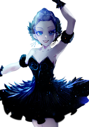 Size: 1165x1653 | Tagged: dead source, safe, alternate version, artist:廢海夜權, rarity, equestria girls, g4, alternate hairstyle, armpits, ballerina, ballet, bare shoulders, black swan, clothes, dress, female, looking at you, makeup, odile, raririna, simple background, sleeveless, solo, strapless, swan lake, white background