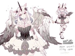 Size: 1440x1080 | Tagged: dead source, safe, artist:廢海夜權, oc, oc only, alicorn, human, alicorn humanization, clothes, dress, female, horn, horned humanization, humanized, solo, winged humanization, wings