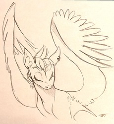 Size: 1792x1952 | Tagged: safe, artist:lxxjunebugxxl, rainbow dash, pony, g4, female, monochrome, sketch, solo, traditional art