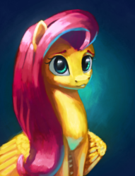 Size: 2560x3352 | Tagged: safe, artist:terrafomer, fluttershy, pegasus, pony, g4, bust, female, high res, portrait, solo, wings