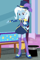 Size: 624x932 | Tagged: safe, screencap, trixie, equestria girls, g4, my little pony equestria girls: better together, street magic with trixie, animated, bow, clothes, cropped, cute, diatrixes, female, gif, hat, socks, thigh highs, top hat, zettai ryouiki