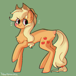 Size: 600x600 | Tagged: safe, artist:yellowalpaca0726, applejack, earth pony, pony, g4, cowboy hat, female, hat, simple background, smiling, solo, stetson