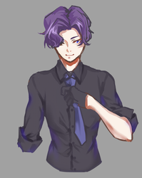 Size: 1650x2075 | Tagged: dead source, safe, artist:闷骚少女初窗, rarity, human, g4, clothes, elusive, gloves, humanized, male, necktie, rule 63, solo