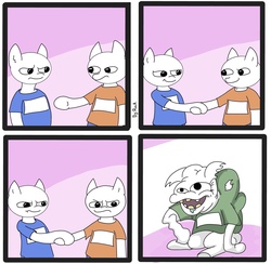 Size: 1946x1900 | Tagged: artist needed, safe, earth pony, pony, semi-anthro, arm hooves, caption, comic, deformed, exploitable meme, male, meme, ponified, stonetoss