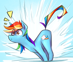 Size: 578x491 | Tagged: safe, artist:bebbies, artist:grixxynix, artist:kevuma, artist:the-doodle-queen, rainbow dash, pony, g4, abstract background, cutie mark, eye clipping through hair, female, frown, shocked, solo, trying to fly, wingless