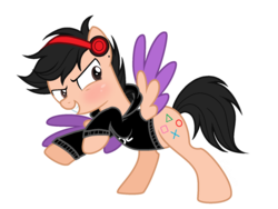 Size: 1696x1277 | Tagged: safe, artist:rainbow15s, pony, clothes, colored wings, crossover, headset, hoodie, kubz scouts, that dude, two toned wings, wings, youtube, youtuber, youtubers