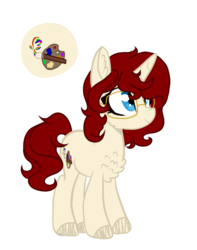 Size: 1024x1301 | Tagged: safe, artist:seaswirlsyt, oc, oc only, oc:kim, pony, unicorn, cheek fluff, chest fluff, ear fluff, female, fluffy, glasses, looking up, mare, red mane, red tail, simple background, smiling, solo, standing, transparent background