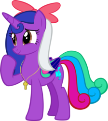 Size: 6359x7106 | Tagged: safe, artist:andoanimalia, oc, oc only, oc:dino shining heart, alicorn, pony, absurd resolution, alicorn oc, bow, brown eyes, cross necklace, cute, female, hair bow, jewelry, necklace, ocbetes, raised hoof, simple background, smiling, solo, transparent background, vector