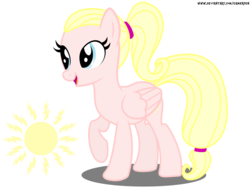 Size: 4000x3000 | Tagged: safe, artist:gamerpen, oc, oc only, oc:dawn aglow, pegasus, pony, female, folded wings, mare, open mouth, raised hoof, simple background, smiling, solo, transparent background, wings