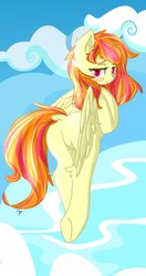 Size: 2160x4096 | Tagged: safe, artist:cupcopp, oc, oc only, pegasus, pony, blushing, cloud, featureless crotch, flying, solo