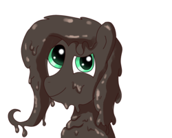 Size: 2000x1600 | Tagged: safe, artist:amateur-draw, fluttershy, pony, g4, covered in mud, cute, female, happy, mare, mud, mud pony, muddy, random pony, simple background, solo, wet and messy, white background