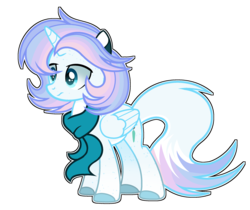 Size: 2512x2112 | Tagged: dead source, safe, artist:rainbows-skies, oc, oc only, oc:aqua artist, alicorn, pony, clothes, high res, male, scarf, solo, stallion