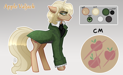 Size: 1142x693 | Tagged: safe, artist:sugaryicecreammlp, applejack, earth pony, pony, g4, clothes, female, jean valjean, les miserables, reference sheet, solo